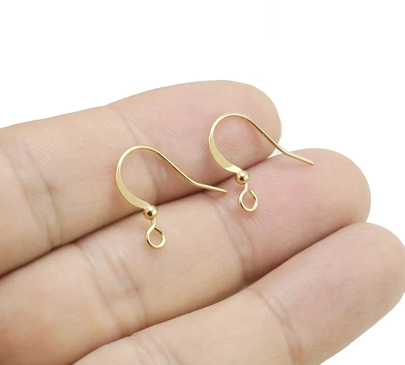 20pcs Simple Earring Wires, Gold Beads Earring Hooks, Ear Wires, Jewelry making, 17.5x16.3mm, Real gold plated - GH901