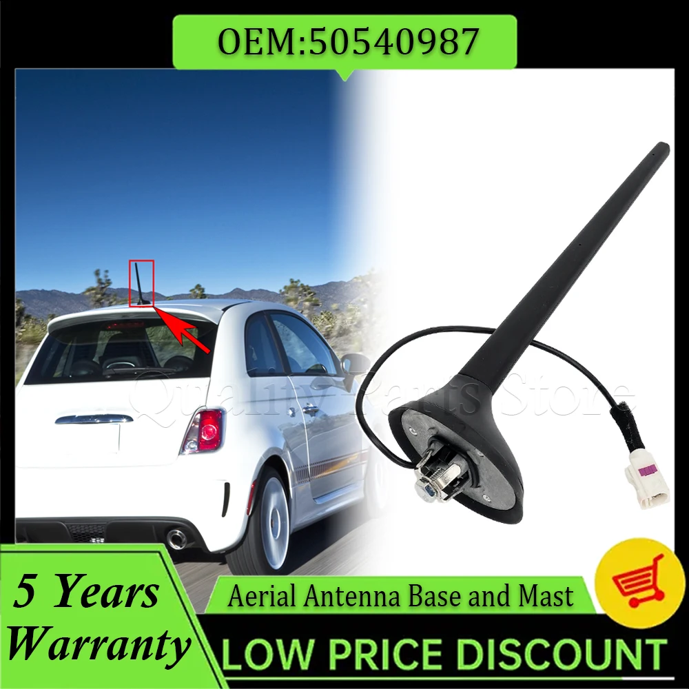 Base de antena aérea para teto de carro com acessórios de mastro adequados para Fiat 500 312 e 500 Abarth 2012-Now 50540987 51910790 52019353