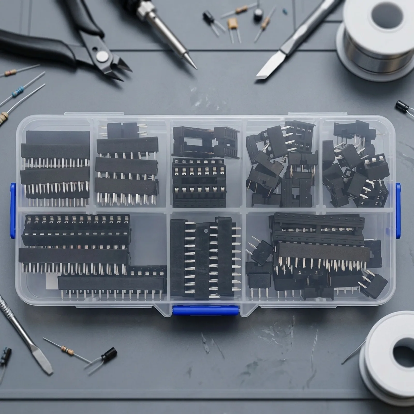 1set 66PCS IC Chip Holder With Various Specifications Electrical Testing Equipment Accessories Wire Connector