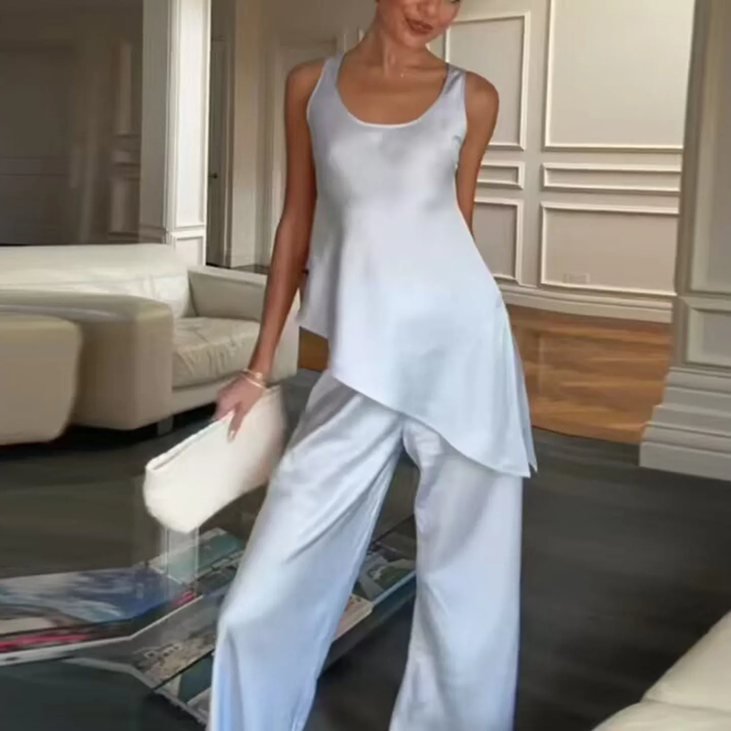 Spring 2026 Women's Fashion Personality Match Simple Pure Color Set High Waist Two-Piece Suit Daily Wear Elegant Style