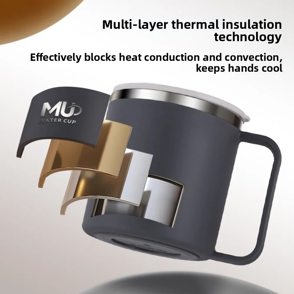 Anti Scalding Handle Coffee Mug Large Capacity Heat-resistant Insulated Drinking Cup Leak-Proof Reusable Thermal Mug