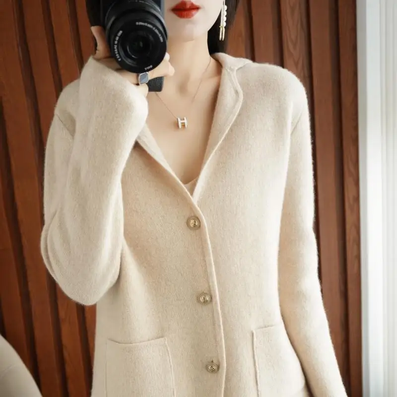 Korean Version Suit Sweater Outerwear Women\'s 2022 Autumn and Winter New Knitted Cardigan Women\'s Short Thickened Outerwear Top