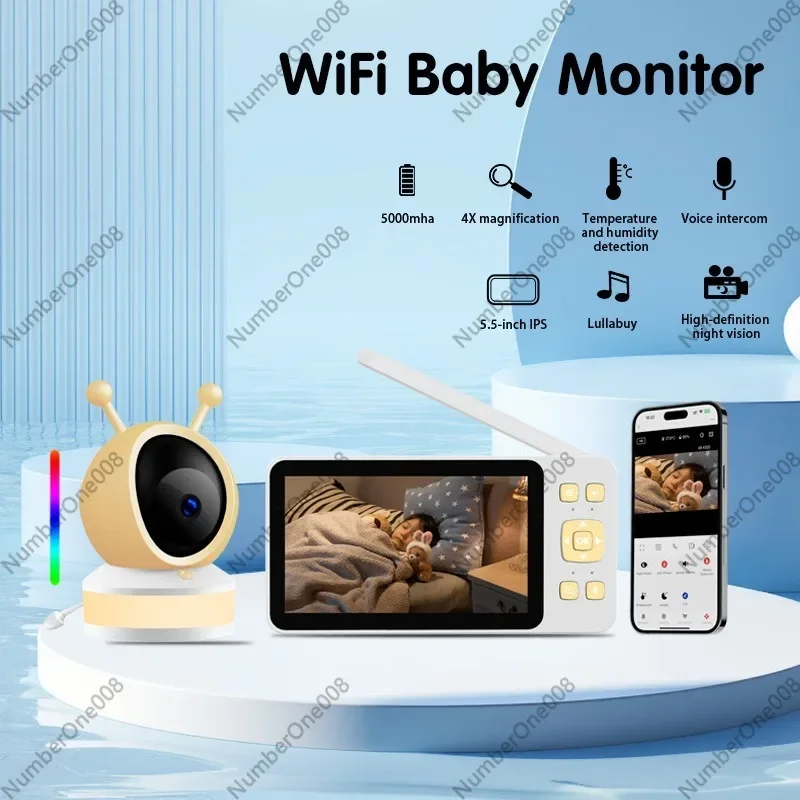 5 Inch HD Baby Monitor, Wireless Night Vision Camera for Baby, Infant Safety Monitor with Remote Viewing