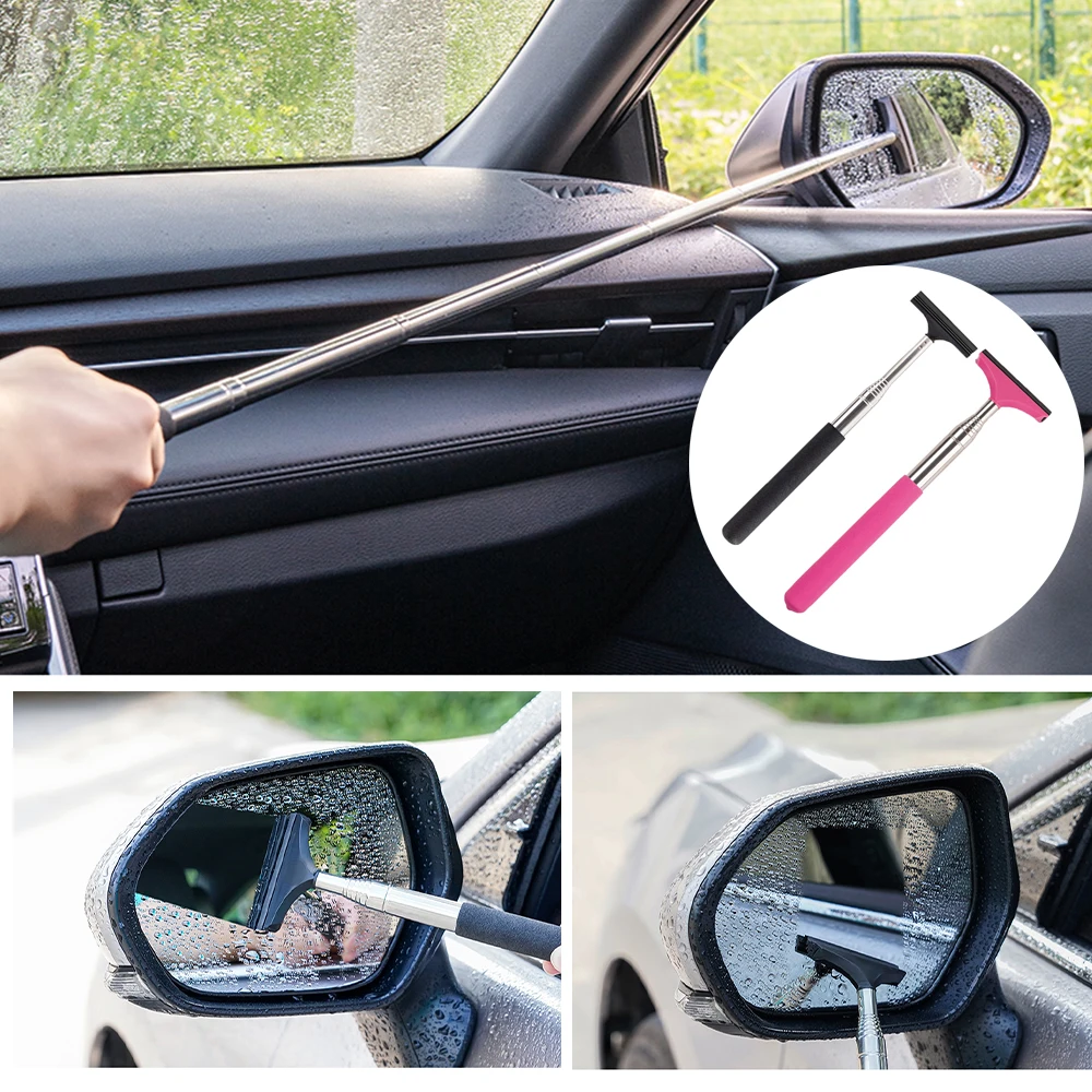 Taşınabilir araba dikiz aynası silecek teleskopik oto ayna silecek temizleyici kolu araba temizleme aracı ayna cam sis temizleyici