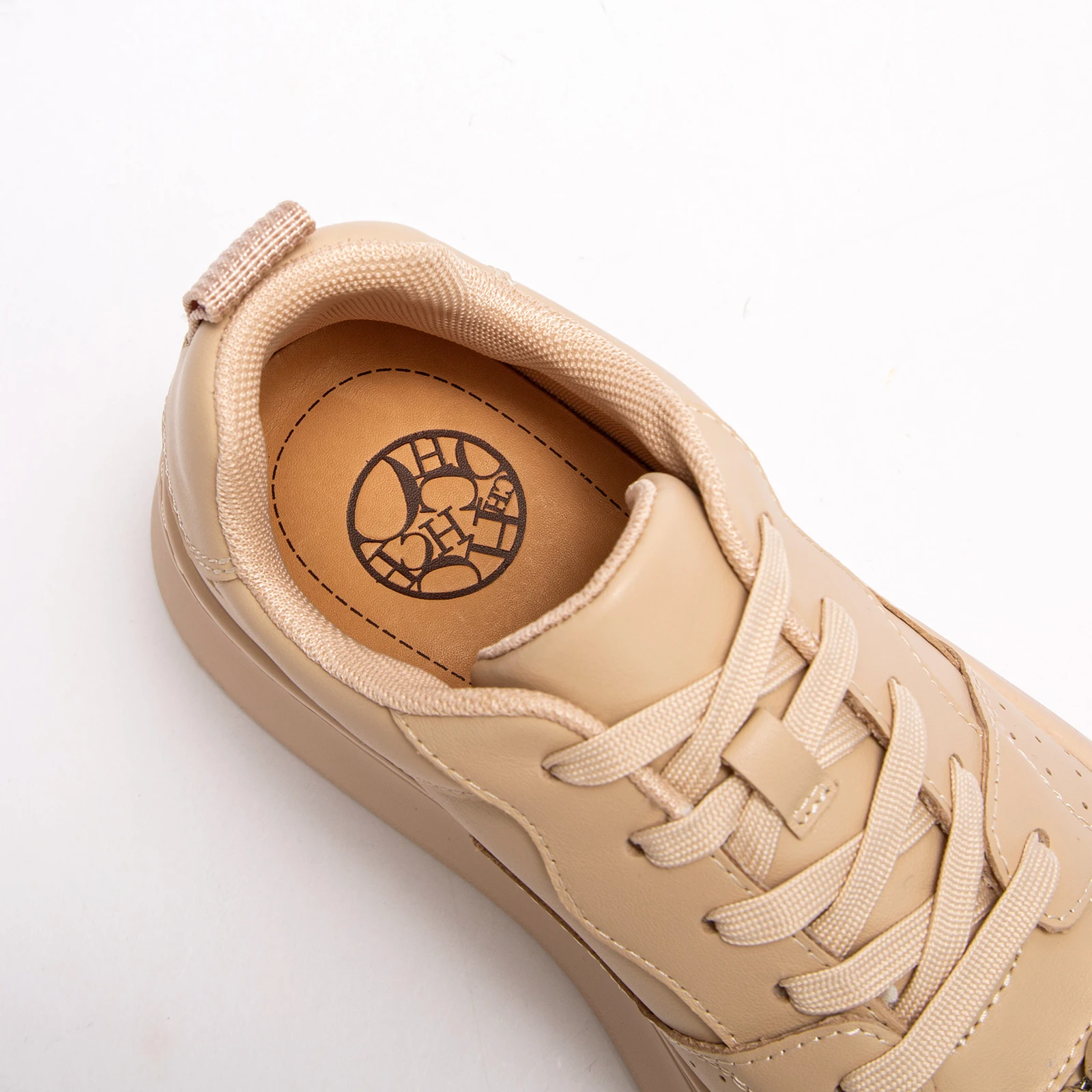 C-H Women's Casual Shoes 2026 New Apricot Height Boosting Shoes Comfortable Cow Leather Arch Support