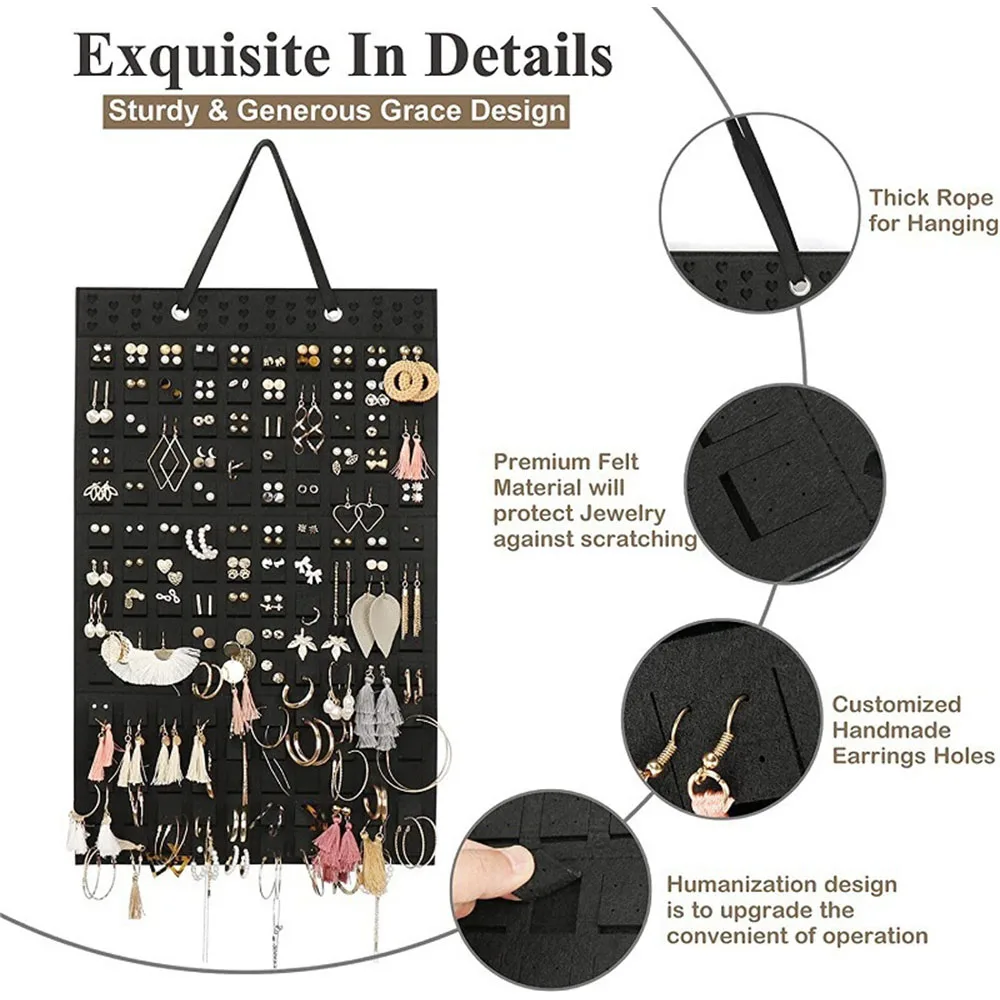 Hanging Earrings Organizer Wall Earring Holder Soft Felt Hanger For Jewelry Necklace Earring Ring Stud Display Holder Stand