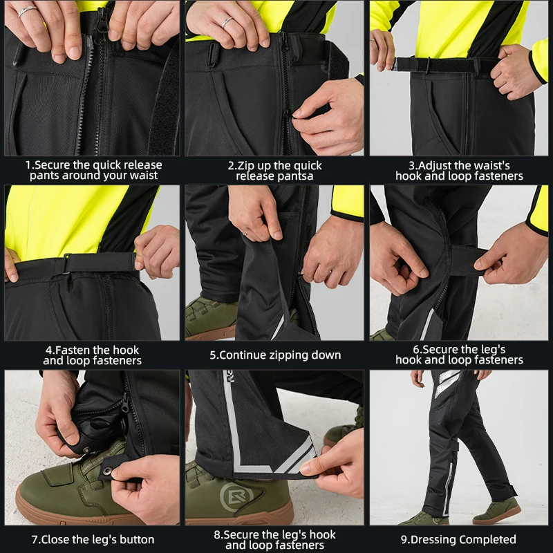 ROCKBROS Motorcycle Pants Windproof Winter Keep Warm Riding Long Trousers Quick Release Thermal Fleece Electric Vehicle Pants