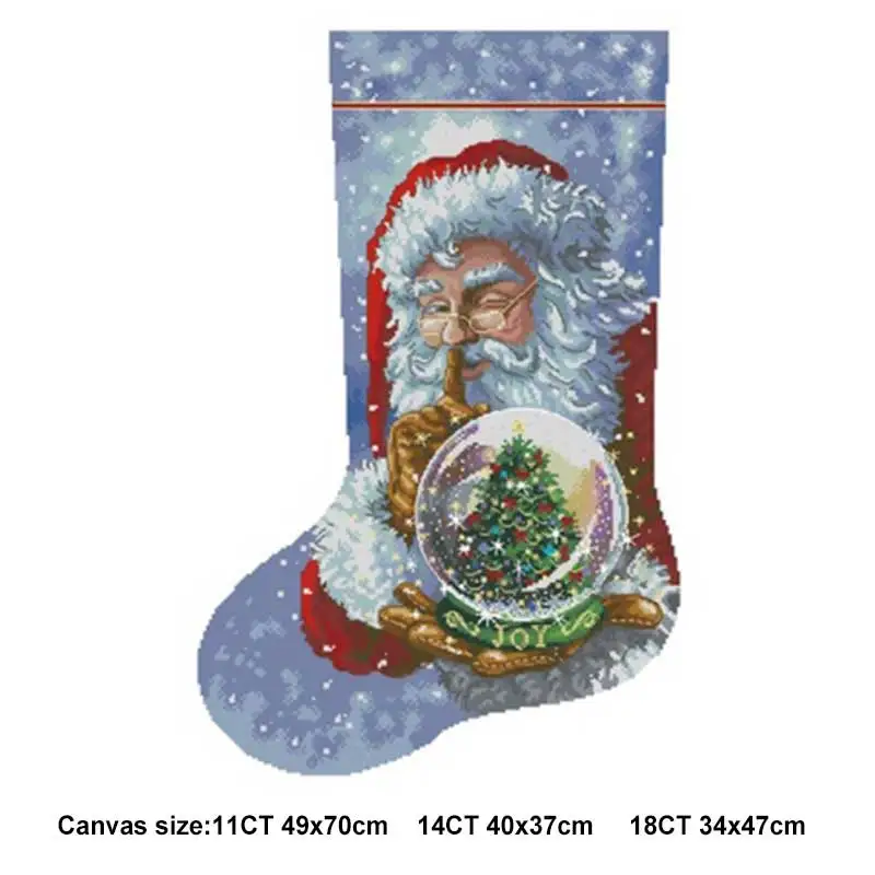 Christmas socks patterns counted 11CT 14CT 18CT DIY Cross Stitch Sets wholesale Cross-stitch Kits Embroidery Needlework