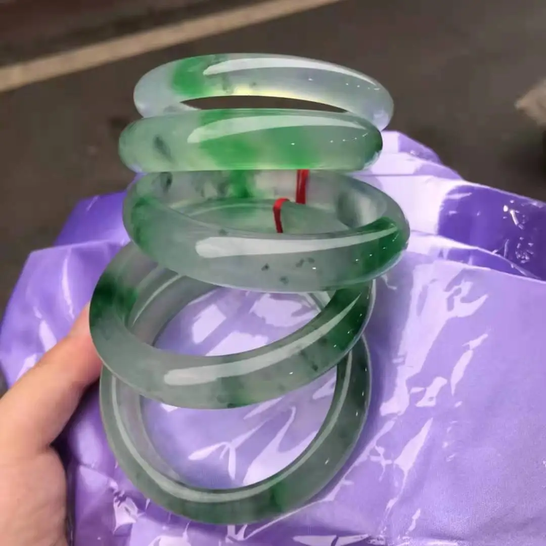 New Natural Myanmar Jadeite Bracelet Handcarving Real Jade Original Ecological Pattern Jewelry Bangles