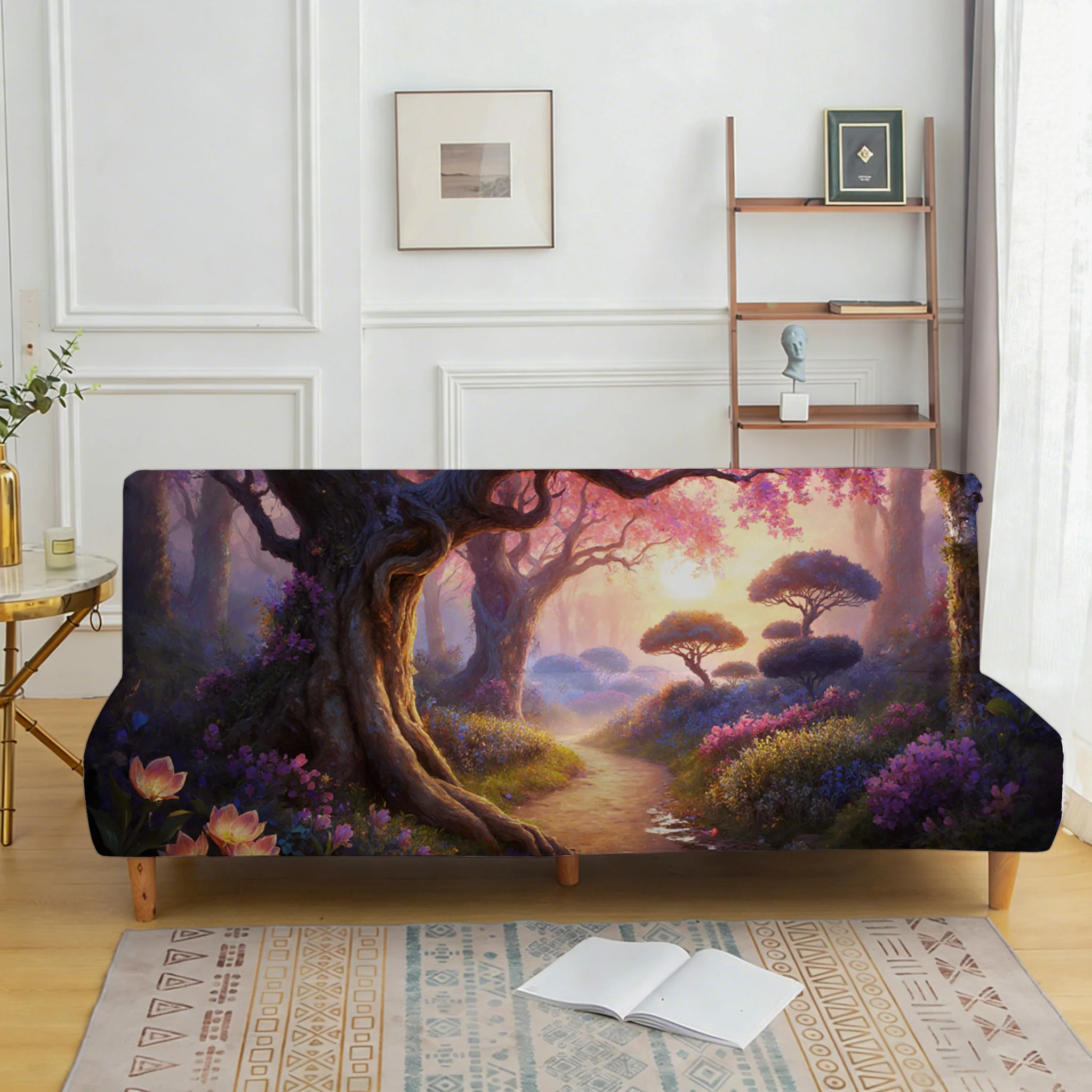 Dream Forest ancient wood sofa bed cover, non-slip and scratch-proof furniture protective cover, easy to install