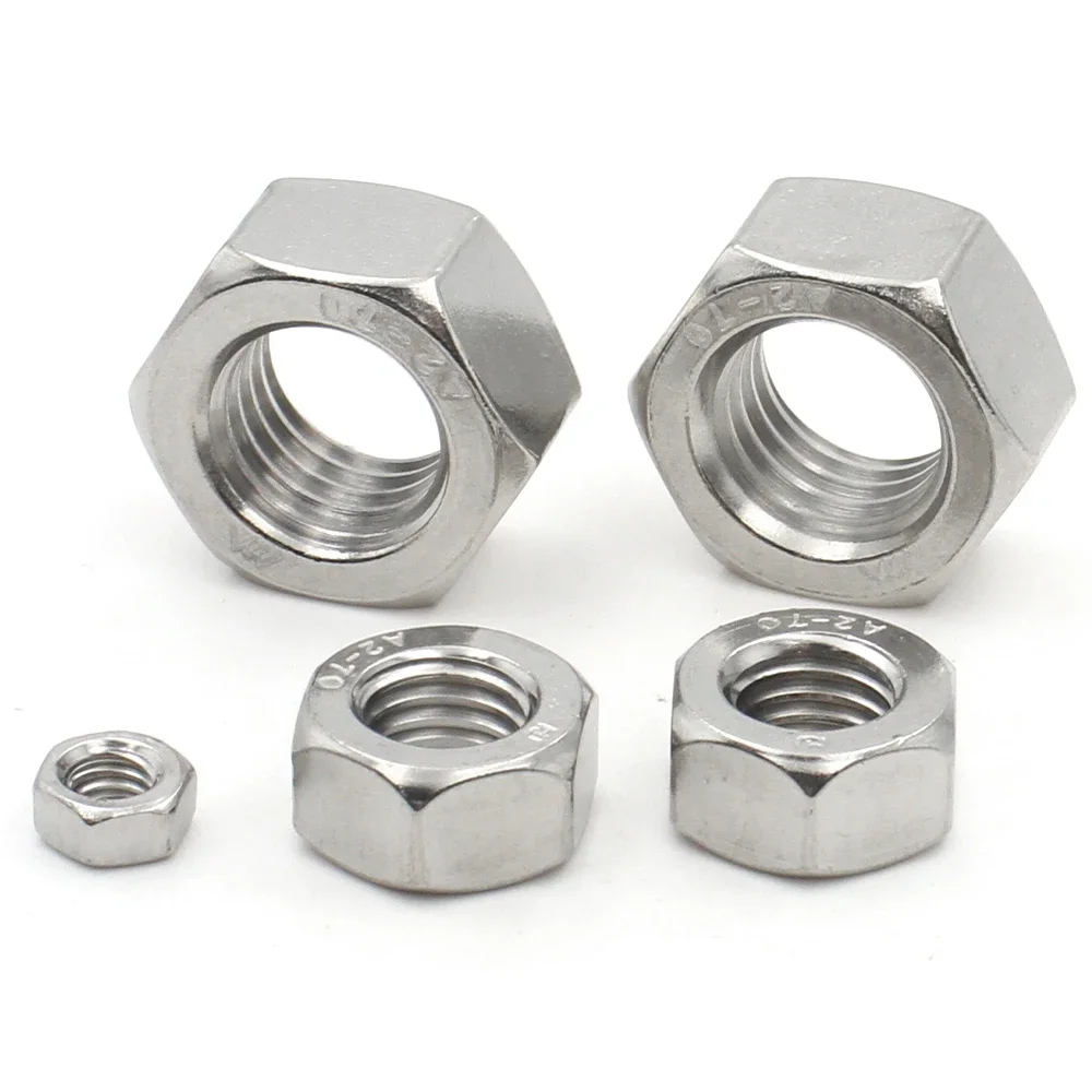 5/10/20/50pcs M1 M1.2 M1.4 M1.6 M2 M2.5 M3 M3.5 M4 M5 M6 M8 304 Stainless Steel Hex Hexagon Nut DIN934 Metric