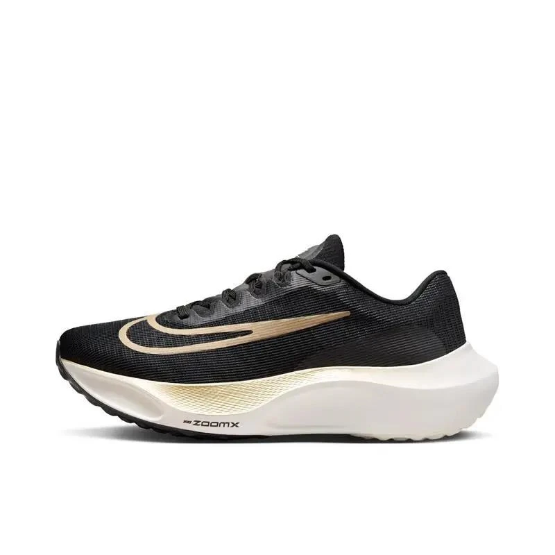 Nike Zoom Fly 5 Men's and Women's Style Black and White Fashion Carbon Plate Wear-resistant Mesh Fabric Breathable Running Shoes