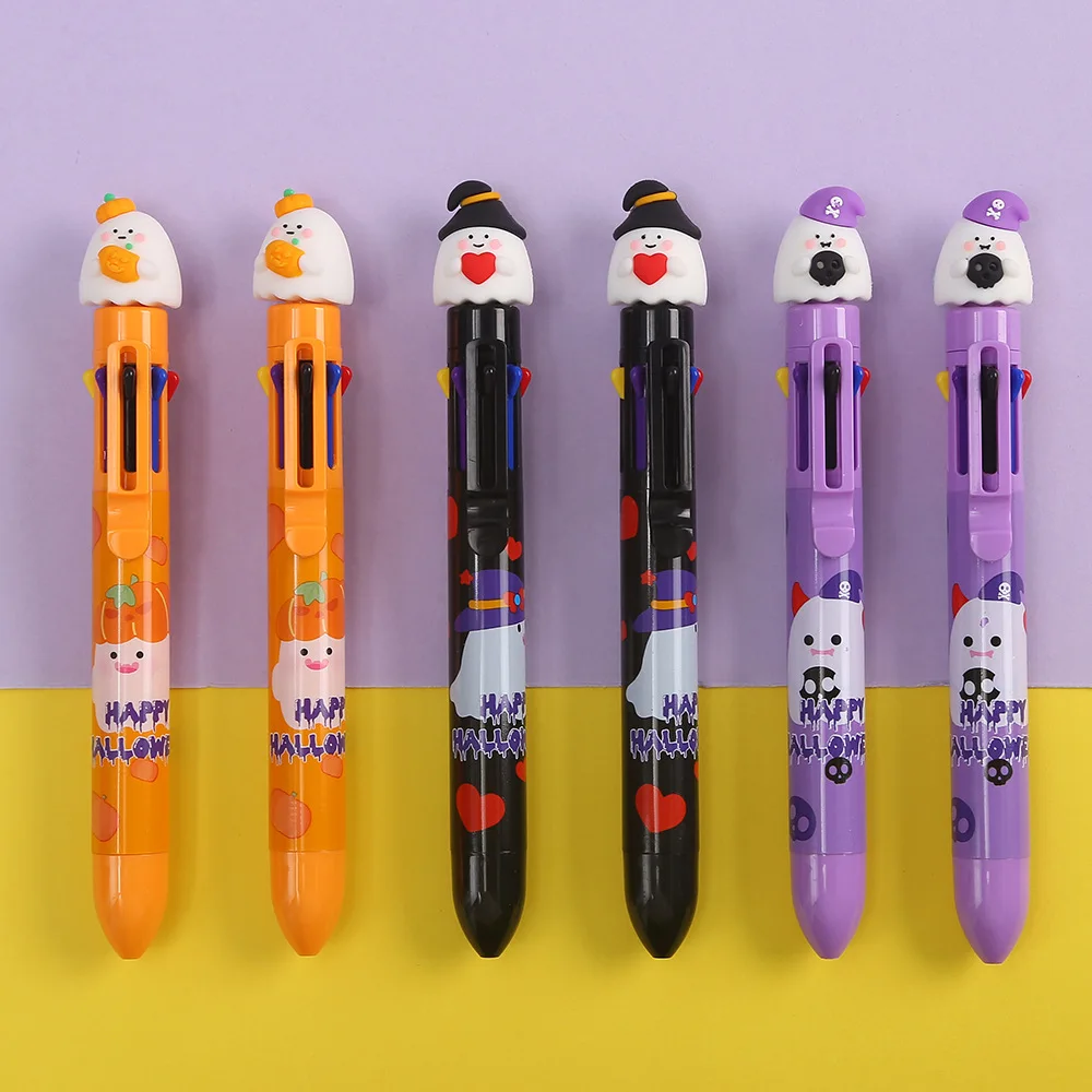 24PCS Zhongfan Halloween New Cute Super Cute Pumpkin Witch Little Ghost Three-dimensional Silicone 8-color Ballpoint Pen Hand Ac