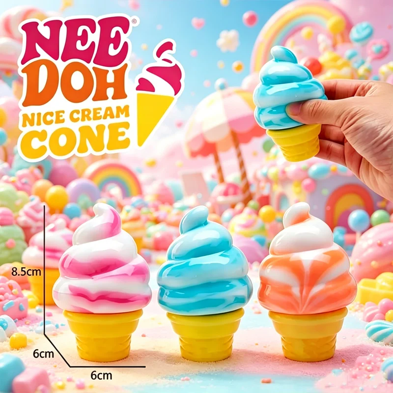 Needoh Nice  Schylling Sensory Squeeze Toy Ice Cream Color Stress Relief Fidget Toys Children Adults Collectable Fidget Toy