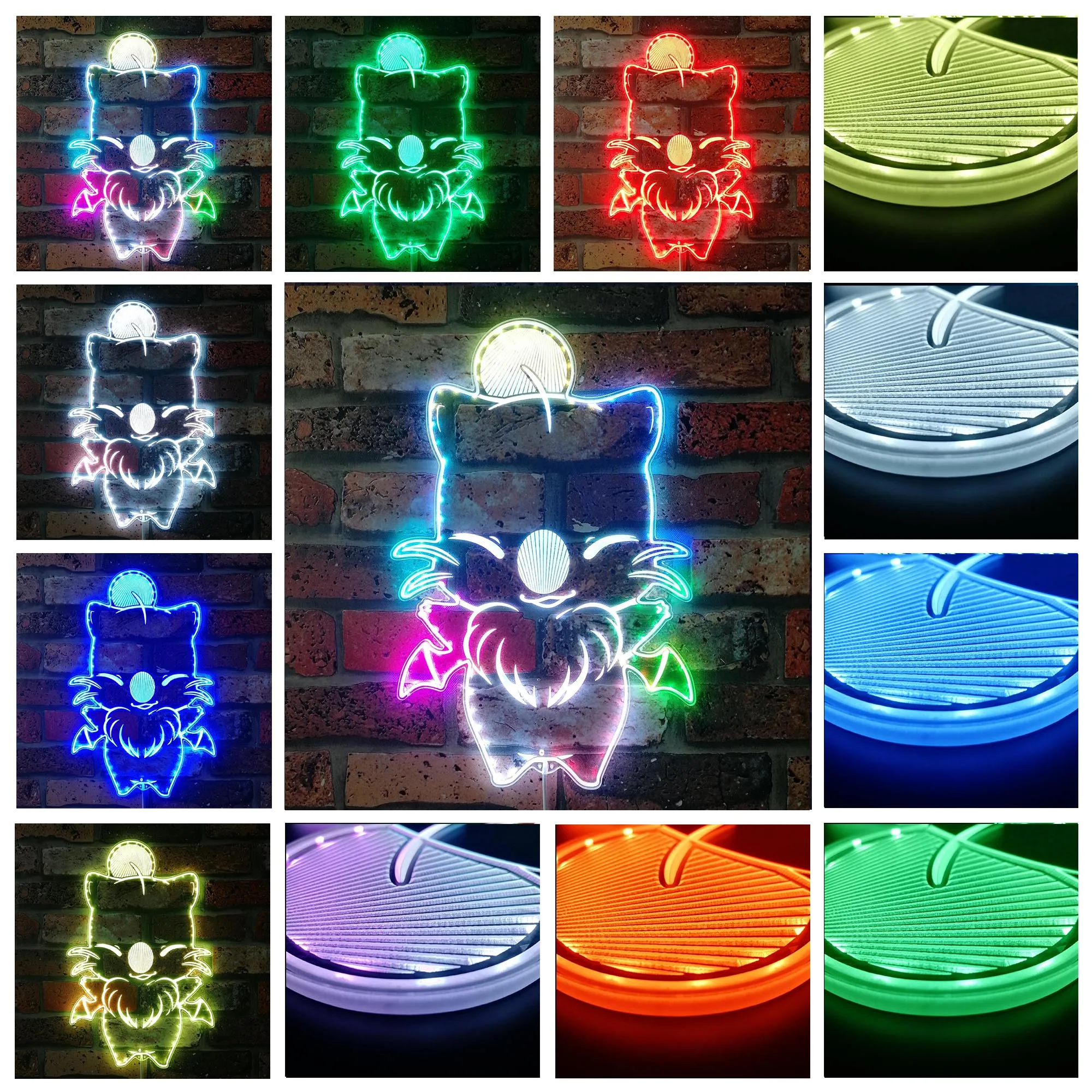 Moodle Kawaii Final Fantasy 7 Neon LED Sign، Gamer Night Light LED Sign، Game Room Neon Sign