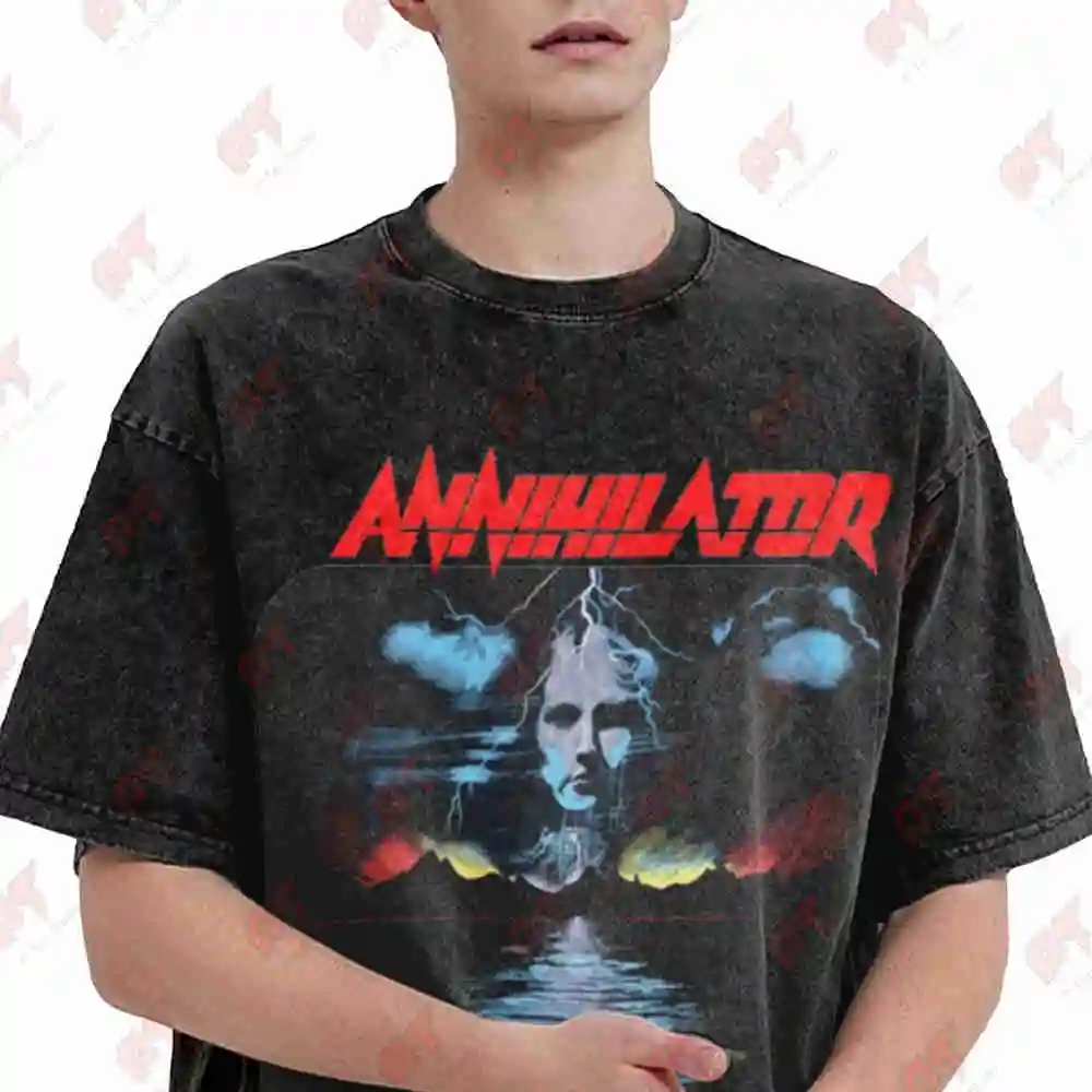 Annihilator Band Never Neverland Vintage Washed Tee Pure Cotton T-Shirt