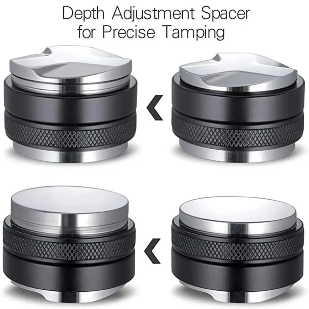 2-in-1 المزدوج رئيس القهوة مستوي 51/53/58 مللي متر قابل للتعديل عمق أداة توزيع الاسبريسو سبائك الألومنيوم المضادة للانزلاق #5