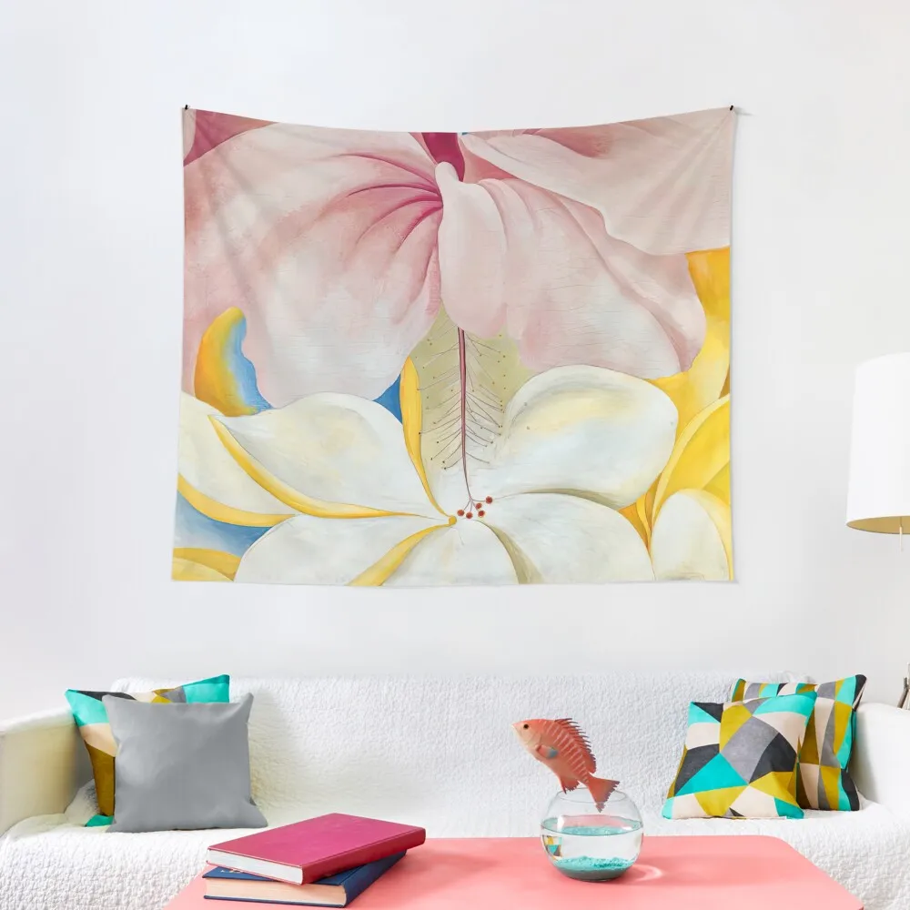 

Hibiscus with Plumeria by Georgia O'Keeffe Tapestry Cute Room Decor Wall Decor Decorative Wall Tapestry