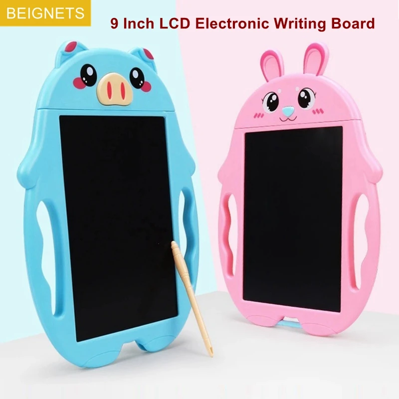 9 Inch Electronic Drawing Board Reusable LCD Writing Tablet Electronic Handwriting Table Board with 2 Pens for Kids Drawing Toys