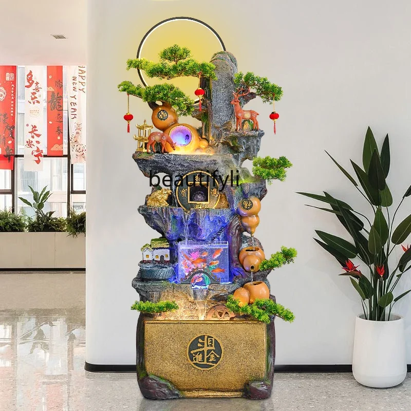 

Rockery feng shui wheel lucky circulating water ornament living room fish tank floor landscape office