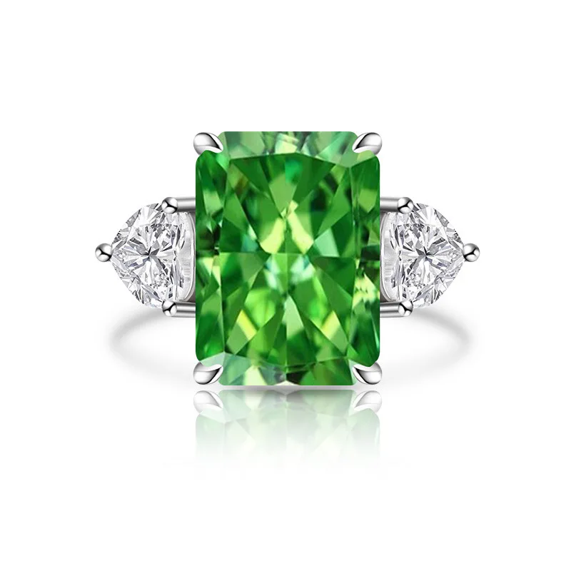 Glänzender farbiger Zirkon-Ring aus 925er-Sterlingsilber mit Eisblumenschliff und großem Karat. Wunderschöner, eleganter Damenring – Detail 13