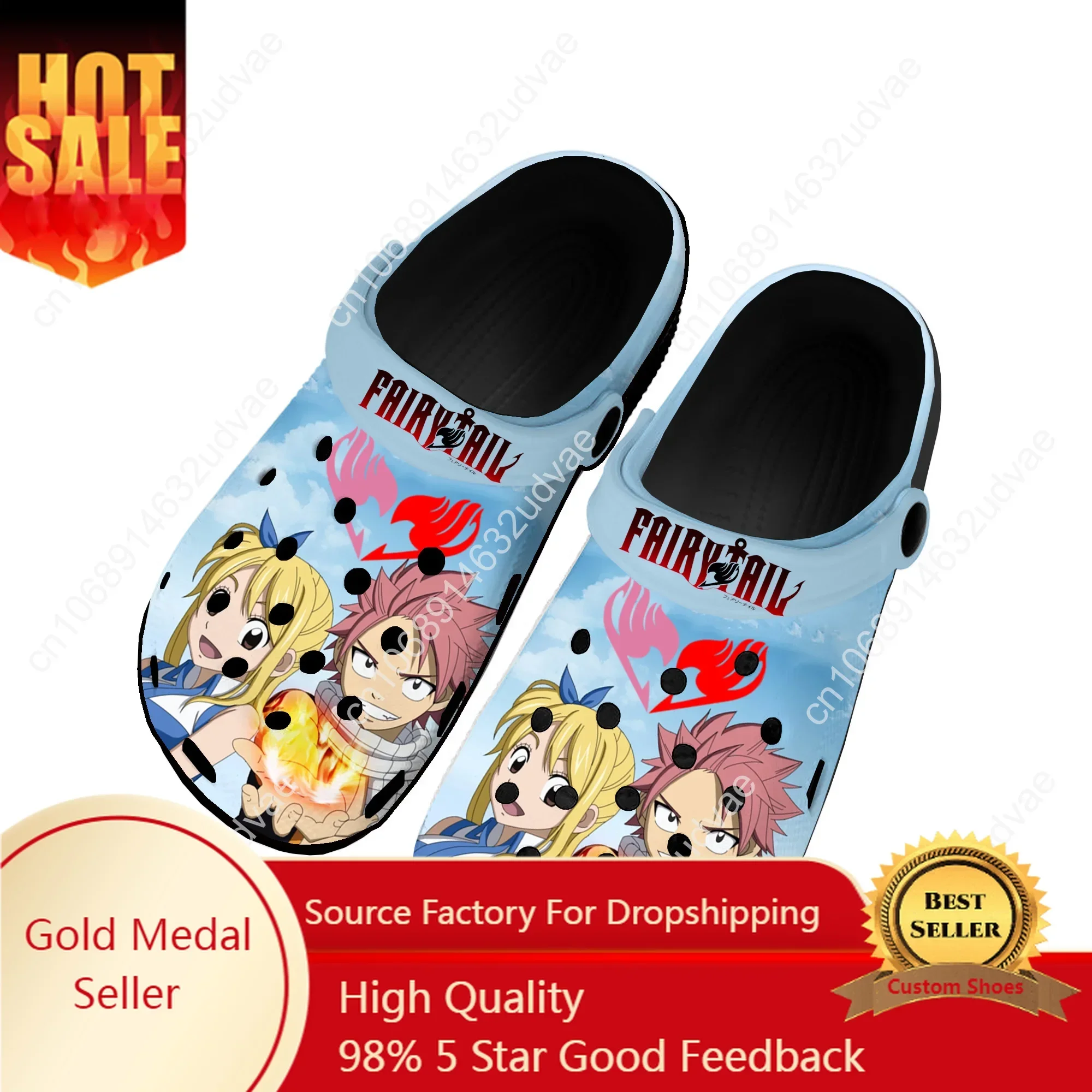 

Anime F-Fairy T-Tail Natsu Dragneel Home Clogs Custom Water Shoes Men Womens Teenager Shoe Garden Clog Beach Hole Black Slippers