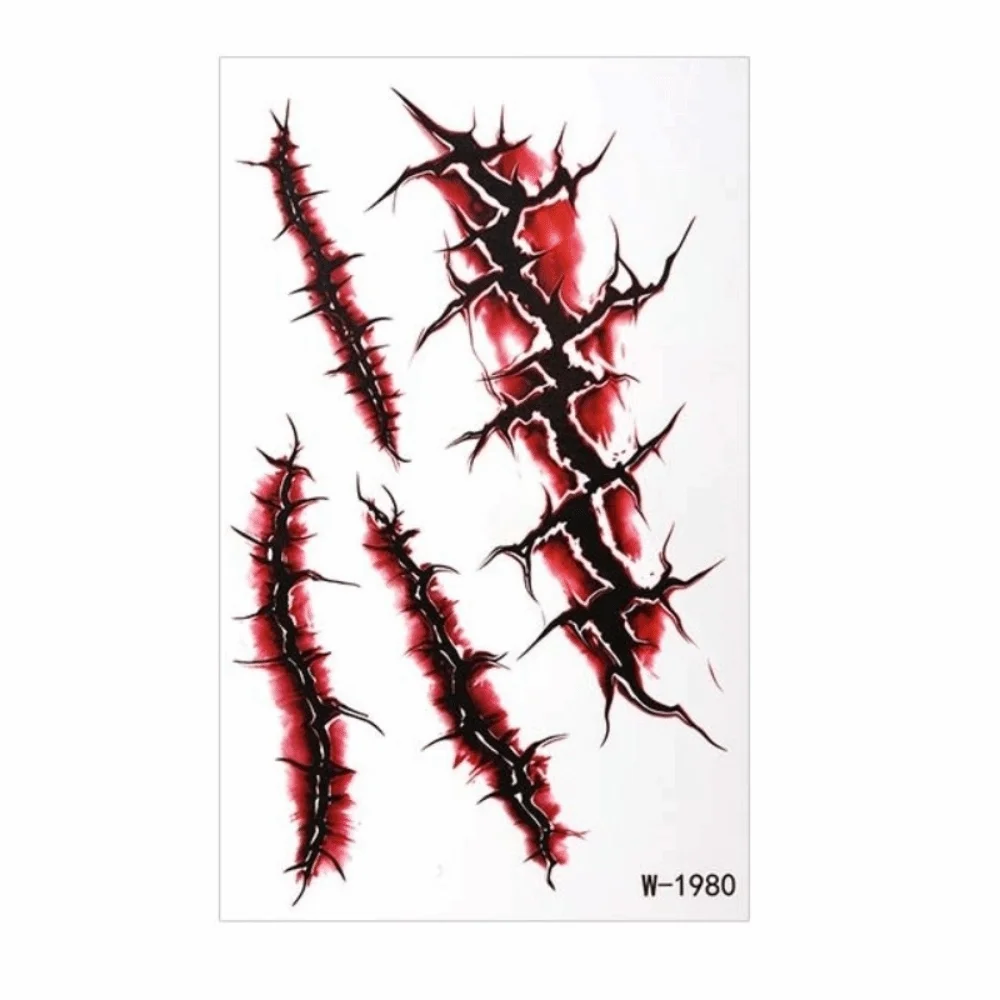 Simulated Scar Halloween Temporary Tattoo Sticker Blood Vessels Tattoo Waterproof Halloween Face Tattoo Stripe Crack Mark