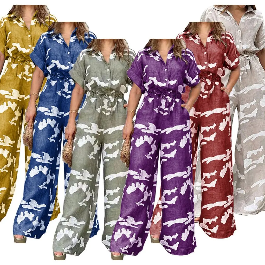 Женский комбинезон с короткими рукавами больших размеров в европейском и американском стиле, осенняя новая мода по источнику фабрики