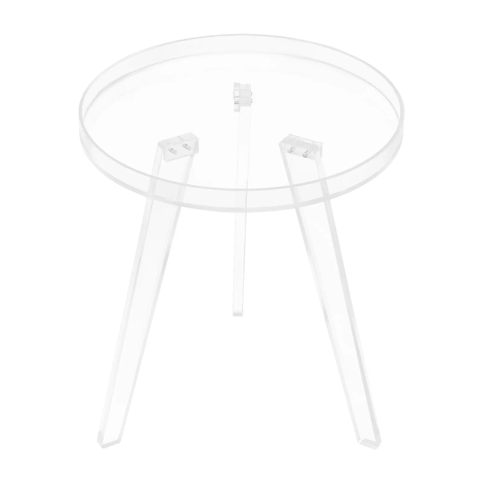 طاولة جانبية مستديرة من الأكريليك، منضدة حديثة مع سطح مستدير صغير شفاف وعمود صلب، طاولة نهاية مشروبات صغيرة موفرة للمساحة #4