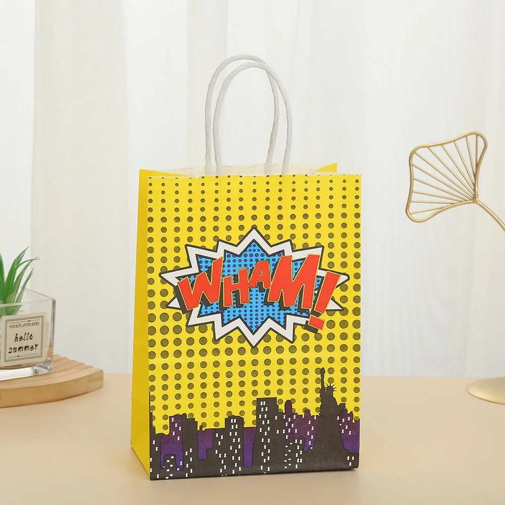 1/3/6 Uds. Bolsas de regalo de superhéroe para fiesta de cumpleaños de héroe, bolsa de papel para dulces, regalos para niñas y niños, decoraciones para Baby Shower