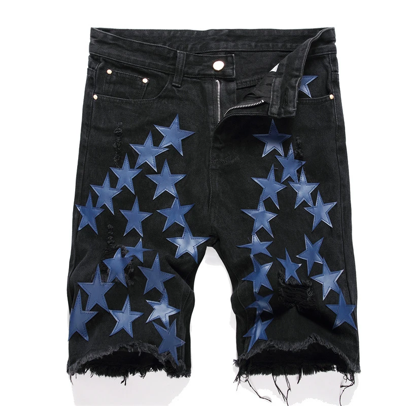 

New Summer Loose Straight Leg Denim Shorts Blue 5-Point Mid-Rise Jeans Hip Hop Casual Mid Trousers