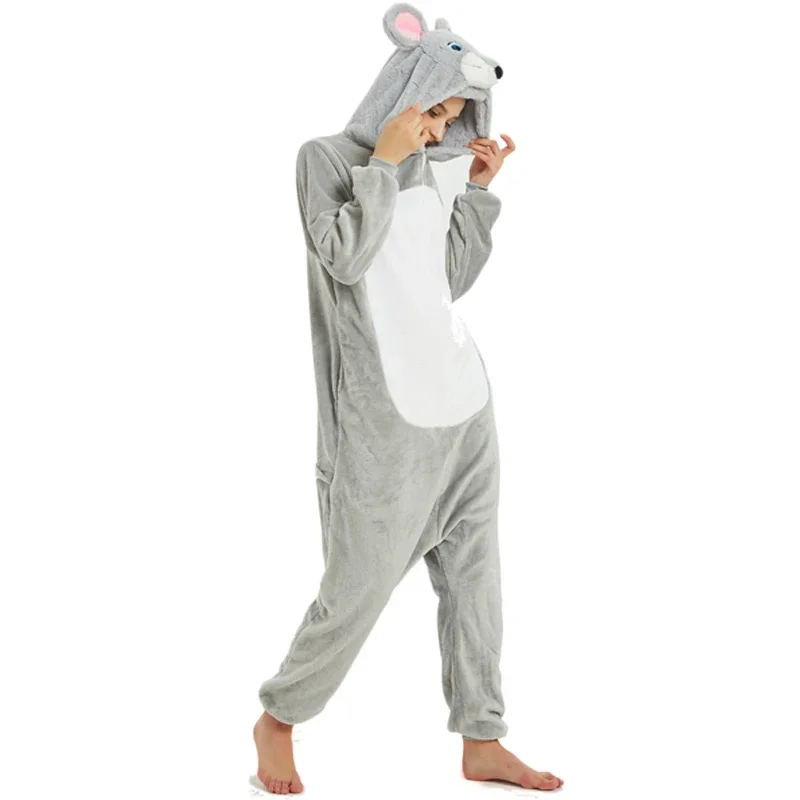 Mouse Footed Pajamas Adults Kigurumi Onesie Men Cosplay Costume Halloween Full Body Pijama Men One-Piece Sleepwear Christmas