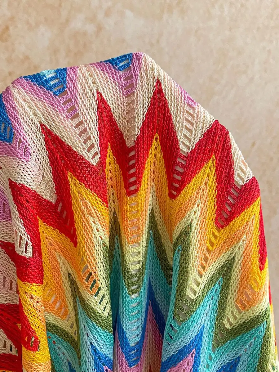 

Womens Colorful Striped Knitted Bandeau Top Summer Casual Beach Outfit