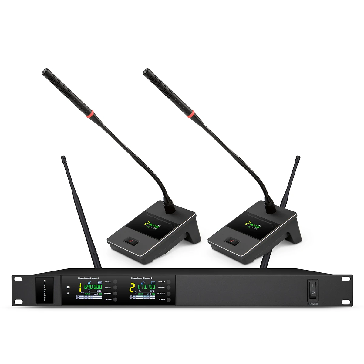 TMX102-B10 Series UHF 2 Channels Wireless Microphone Conference Microphone System