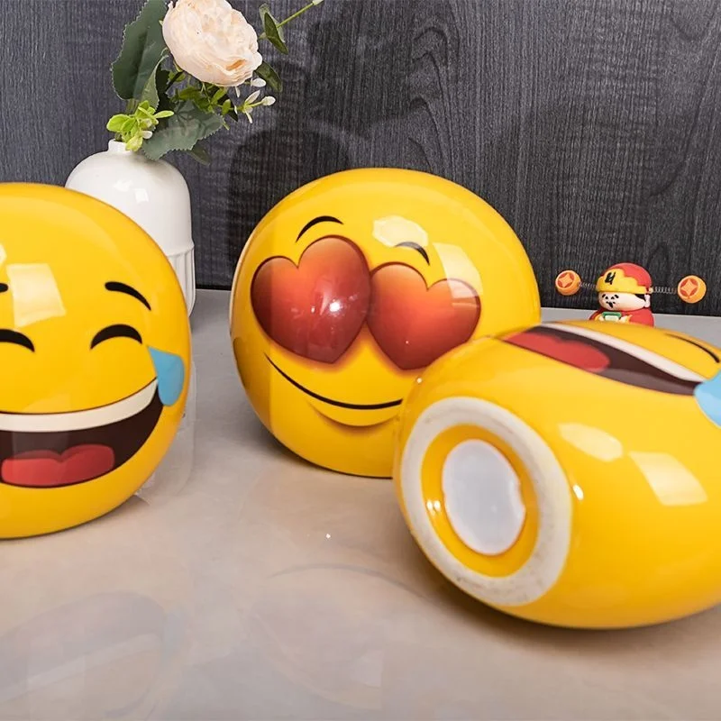 Cute Funny Expression Face Ceramic Piggy Bank Glossy Durable Money Box For Kids Room Desktop Home Decor Gift For Children Adults
