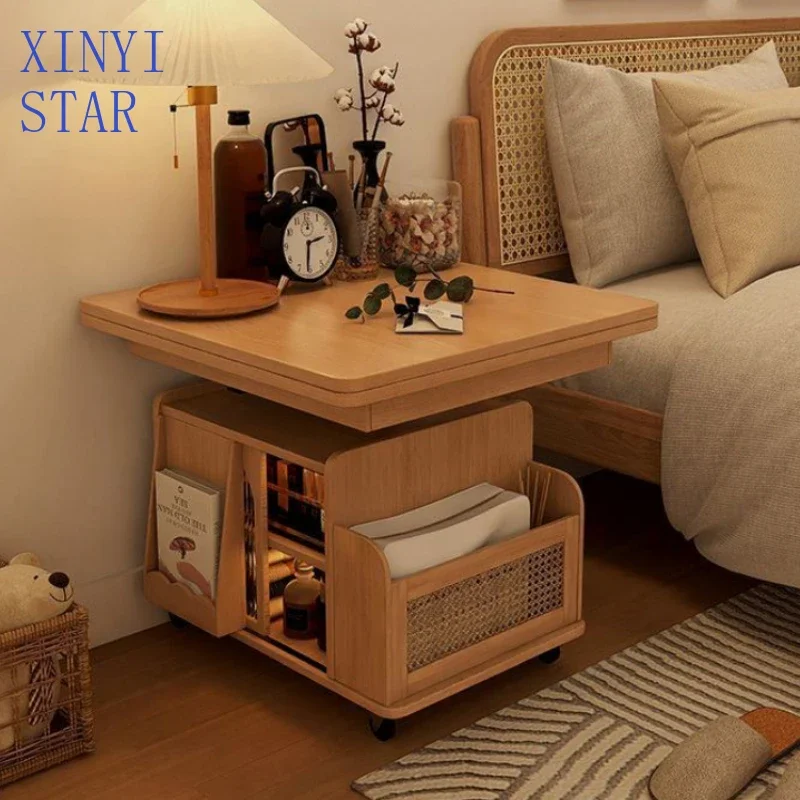 

GoAdjustable Glass Coffee Table Wheels Italian Wood Lift Living Room Side Table Folding Set Modern Mesa De Centro Sala Furniture