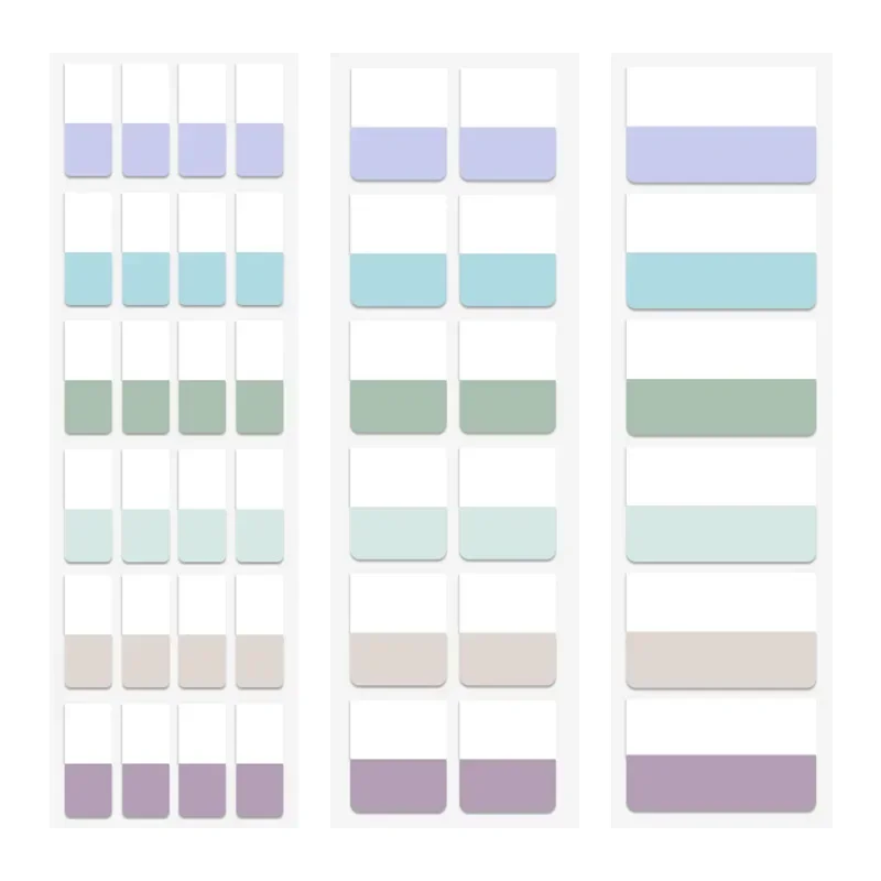 240/120/60pcs Light Colors Sticky Index Sticker Tabs, 3 Sizes 6 Colors Writable Reusable File Flag Labels Back To School