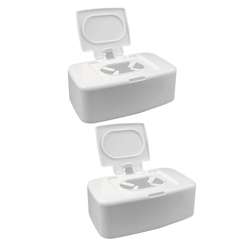 

2 Pcs Wet Wipes Storage Box Tissue Holder Bathroom Dispenser Household Organizer Small Container for Case Pp Baby