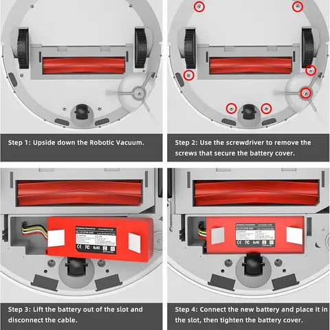 Roborock Replacement Battery 14.4V 6500mAh for S4 S5 S6 S7 Max Q5 Q7 Max for Xiaomi Mi Robot Vacuum Cleaner Long Runtime Pack