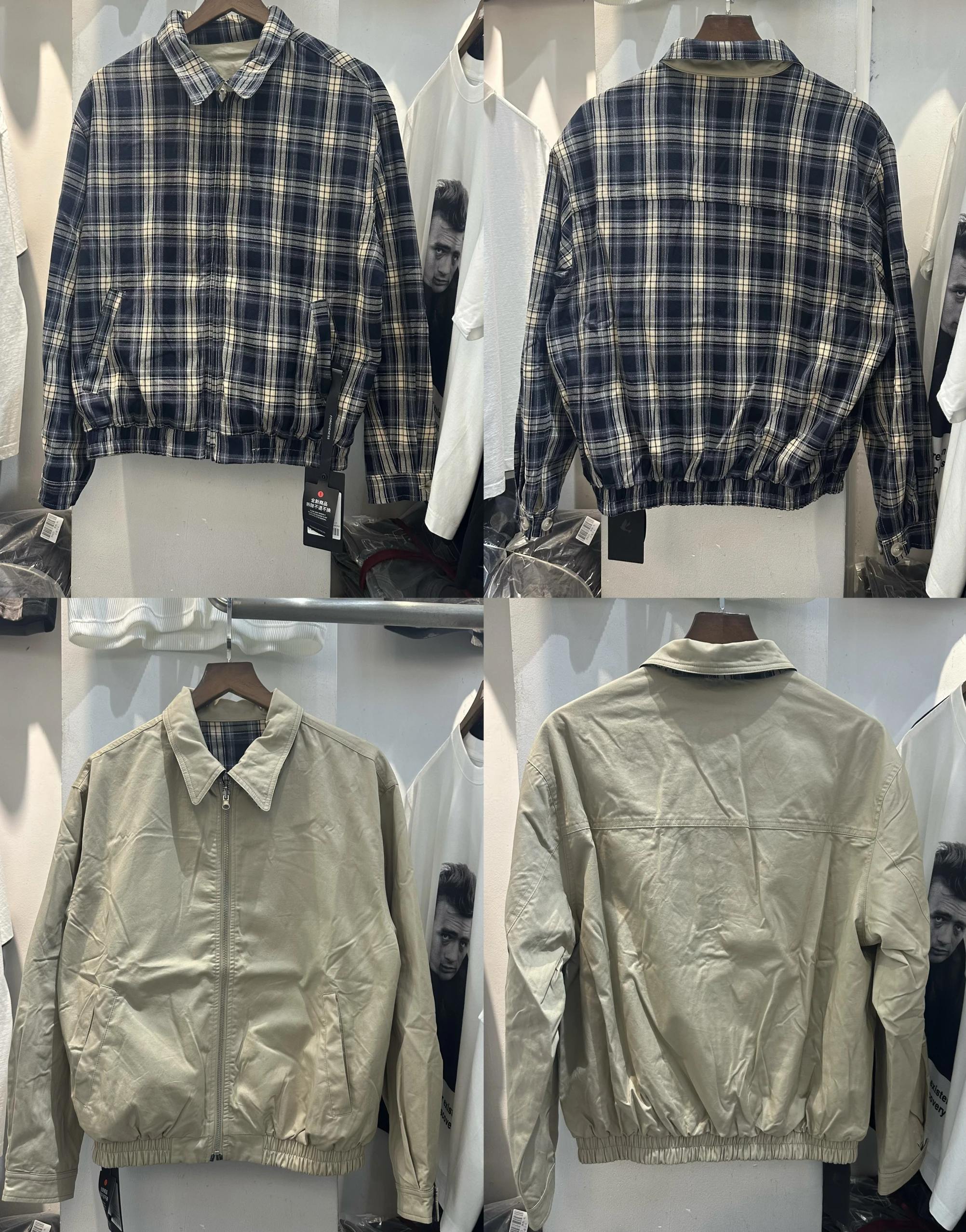 

Осень 2021, свободный повседневный клетчатый джаток на молнии в американском стиле ретро, двусторонний пригодный для носки молодежный тренд из хлопка и нейлона