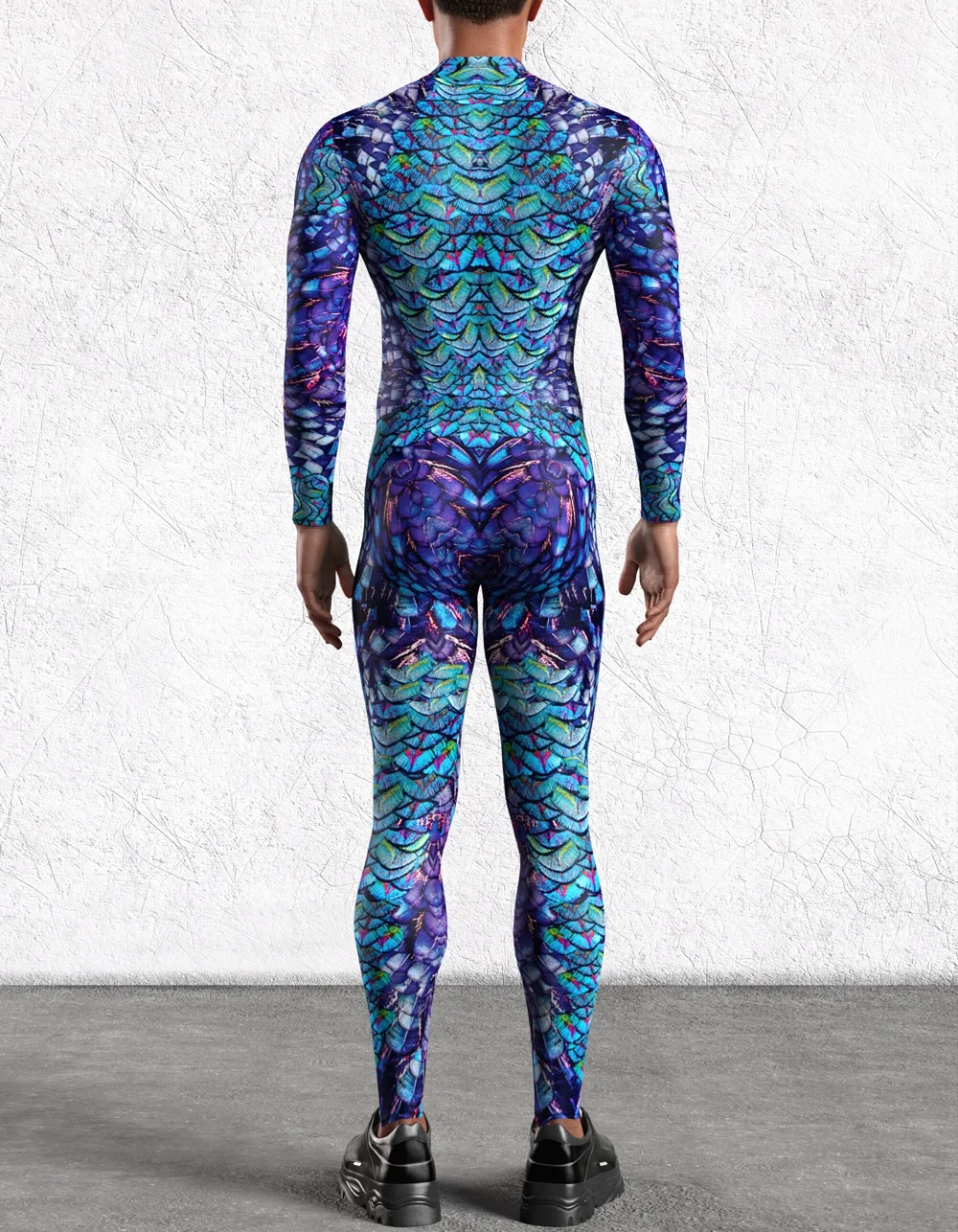 Paar-Pfauen-Leder-Bodysuit, 3D-gedruckter Pfauen-Bodysuit für Erwachsene, Rollenspiel, Punk-Bodysuit, Bodysuit für Feiertage, Partys, Karneval und Shows – Detail 7