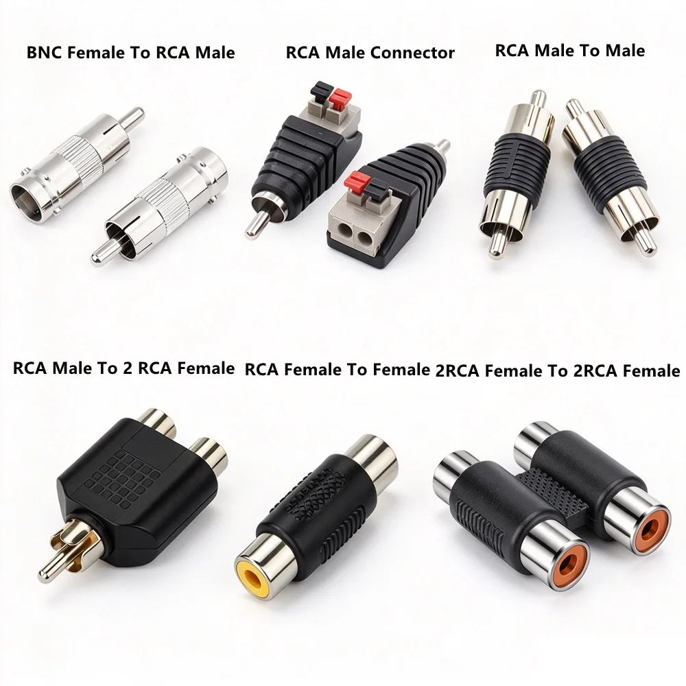 RCA Plug Male Female Connectors RCA Lotus Plug Socket RCA Female Jack Audio Speaker 2 Female Audio Adapter for Video Cable