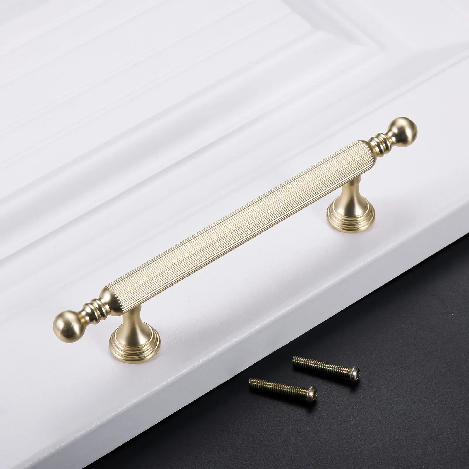 Furniture Handle French Cabinet Door Handles Light Luxury Gold Vertical Grain Drawer Pulls Cabinet Handle Available Four Sizes