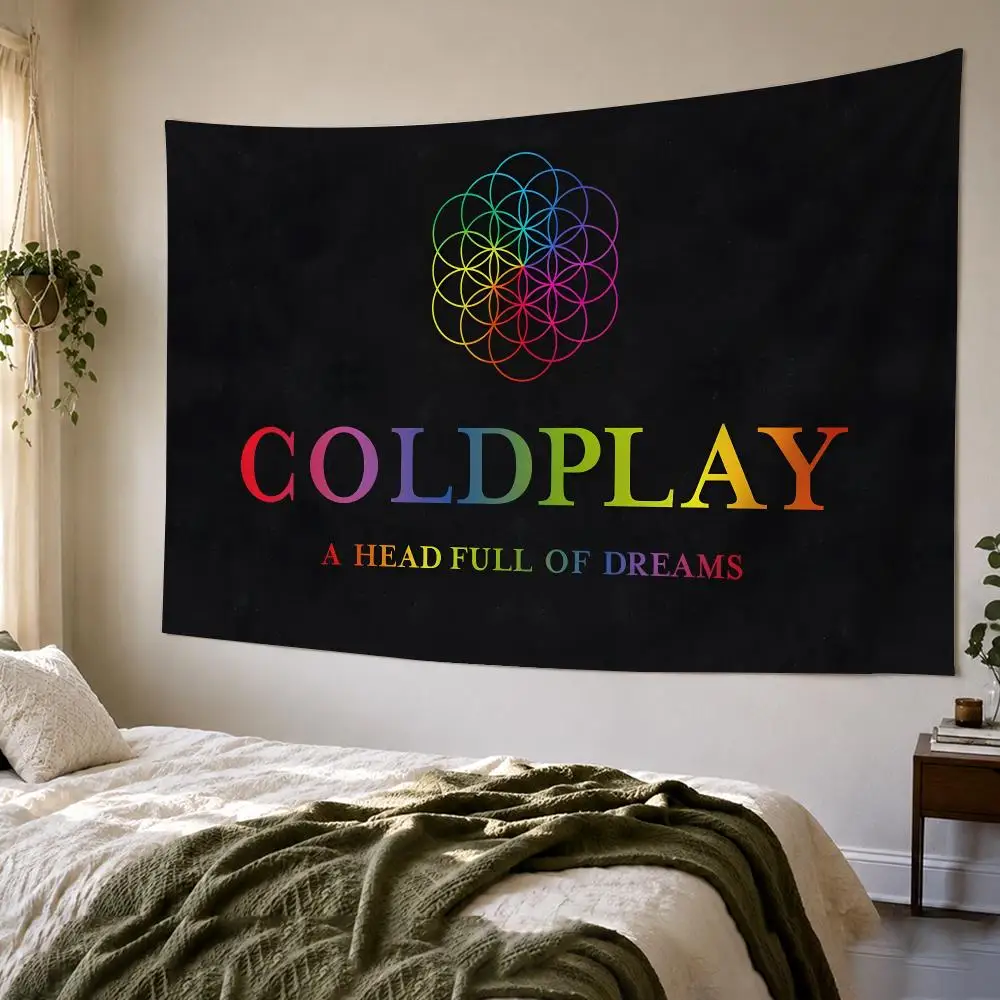 C-Coldplay Rock cool band Tapestry Bedroom Living Room Bar Party House Home Dorm Interior Wall Decor Background Banner