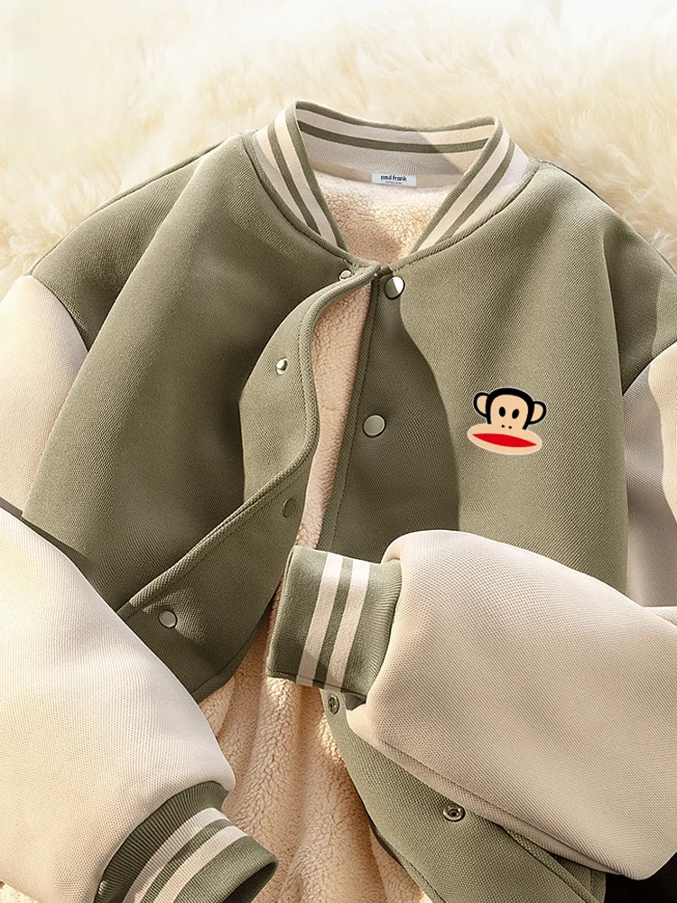 

Мужская куртка с флисовой подкладкой, осенне-зимняя, в бейсбольном стиле, теплая, молодежная, модная, свободного кроя, из смесового полиэстера и хлопка