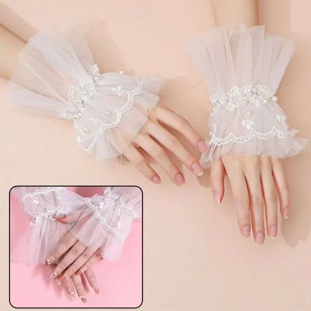 

Nail Decorations For Nail Art Lace Fake Pleated Cuff Manicure Photography Props Fake Sleeves Nails Accessories Supplies Charms