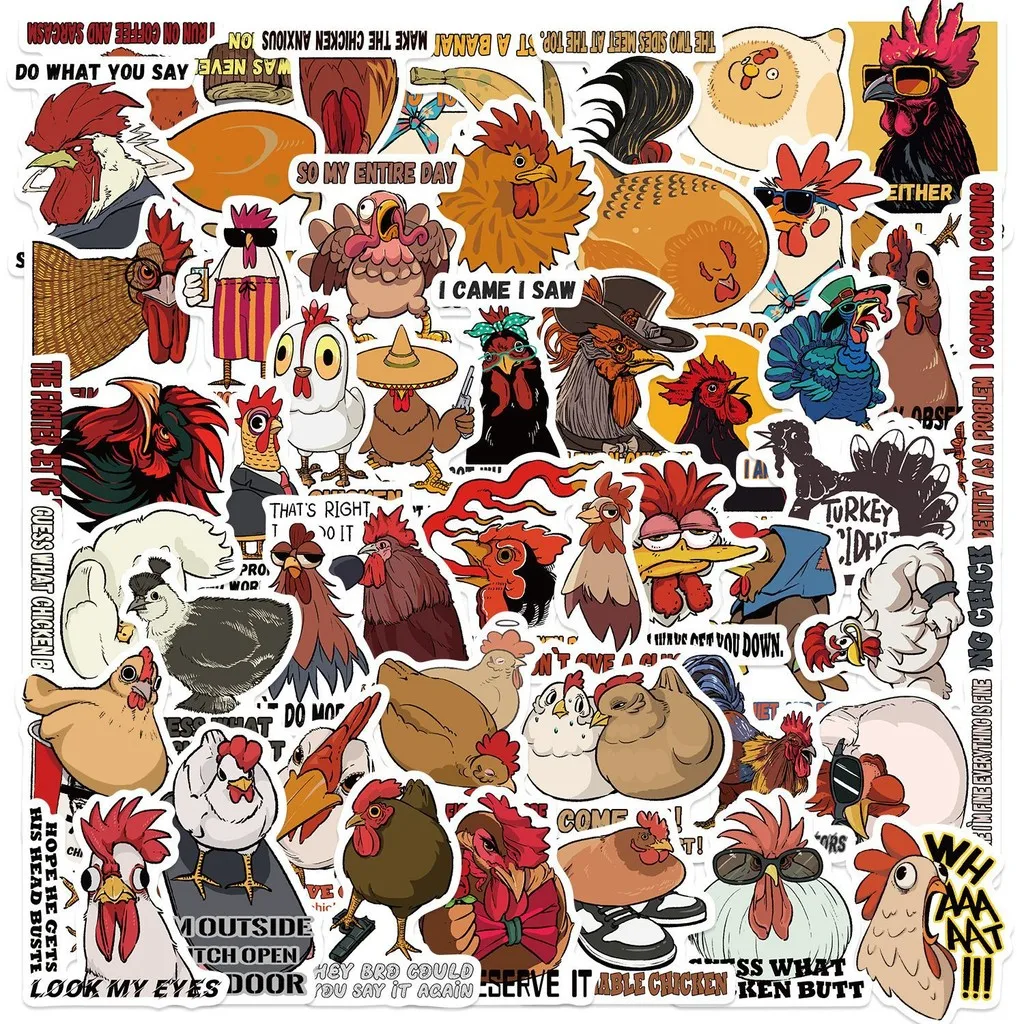 50PCS การ์ตูนไก่กราฟฟิตี้สติกเกอร์-กันน้ำสำหรับ DIY ตกแต่งบนกีตาร์,โน๊ตบุ๊คและกระเป๋าเดินทางบันทึก YourLife Store