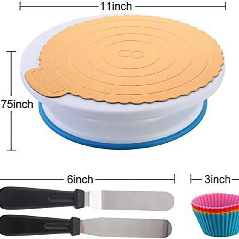 106Pcs Cake Decorating Tools Kit Pastry Turntable Kit Piping Nozzle Piping Bag Set Rotating Stand Baking Tools Accessories Bak