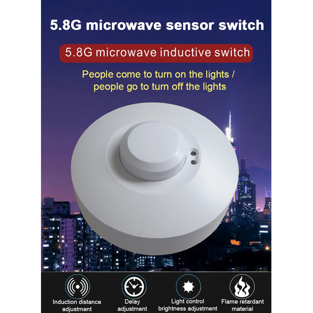 5.8G Microwave Radar Sensor Switch PIR Motion Detector Switch Human Body Presence Sensor Automatic sensing Switch For LED Light