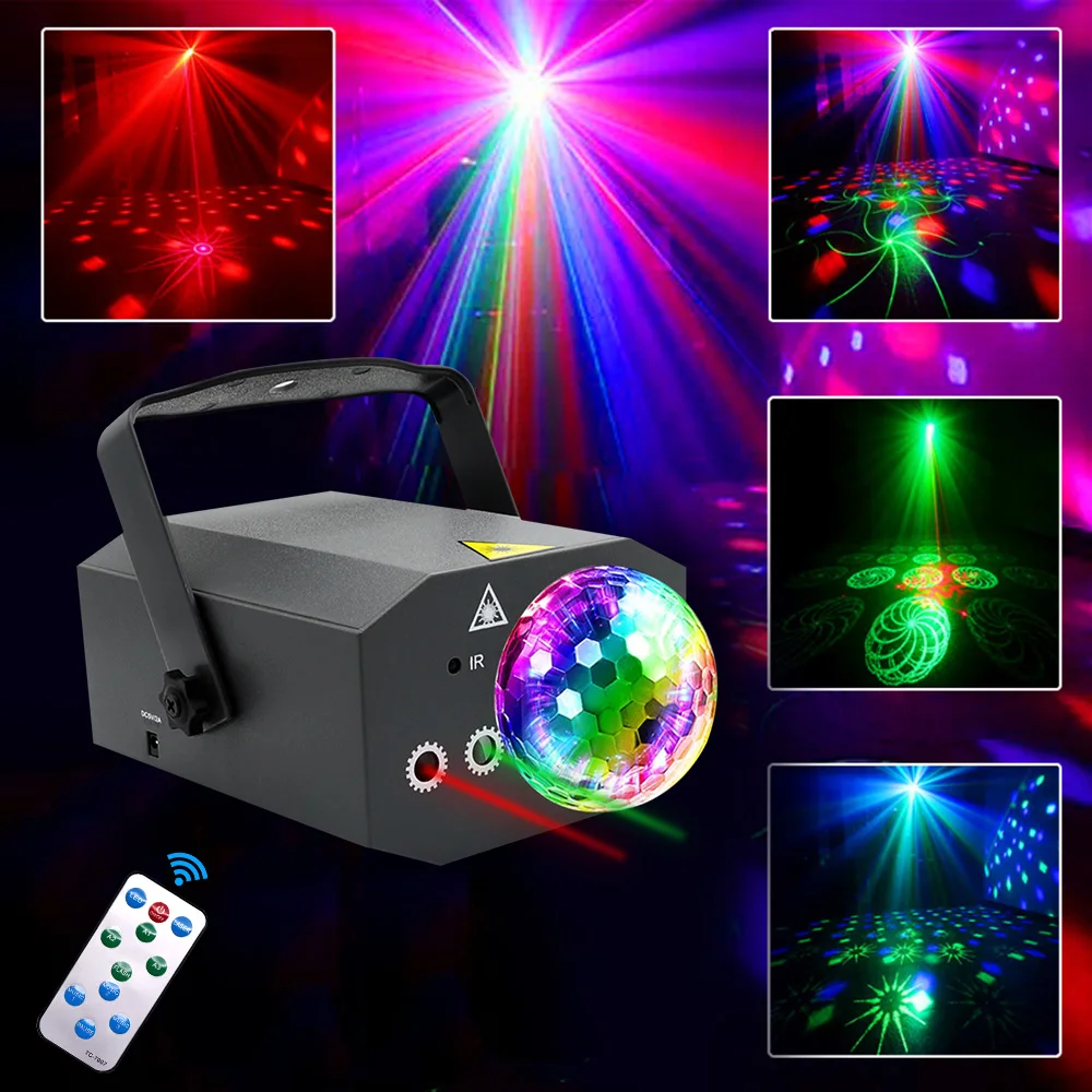 Disco Lights RGB LED Laser Stage Beam Light Dj Mini Ball Moving Heads with Strobe Effect 16 Patterns Projector Lamp Stage Lighti